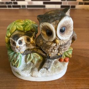 Vintage Ceramic Owl and Her Babies Figurine
